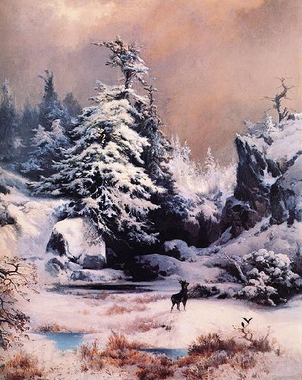 Thomas Moran Winter in the Rockies Norge oil painting art